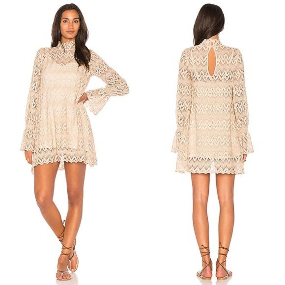 FREE PEOPLE Simone Lace Knit Mini Dress - Size XS